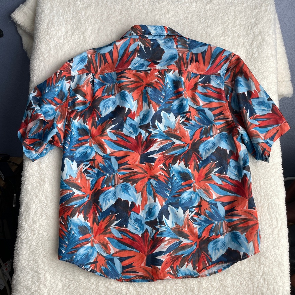Tommy Bahama Silk Blend Men Large The Coconut Point Floral Short Sleeve Shirt